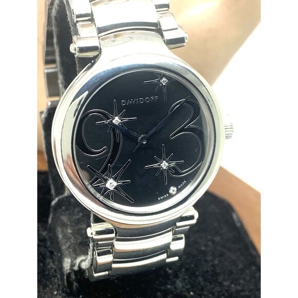 Davidoff Women's Watch 21160 Swiss Quartz Diamond Black Dial Silver Steel 30mm - Picture 12 of 13